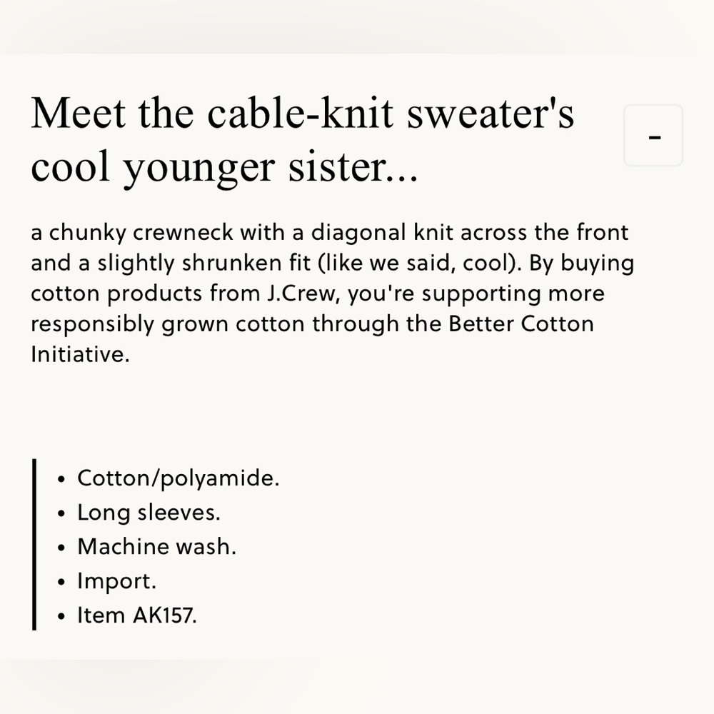 NWT JCrew diagonal cableknit crewneck sweater - Picture 3 of 6